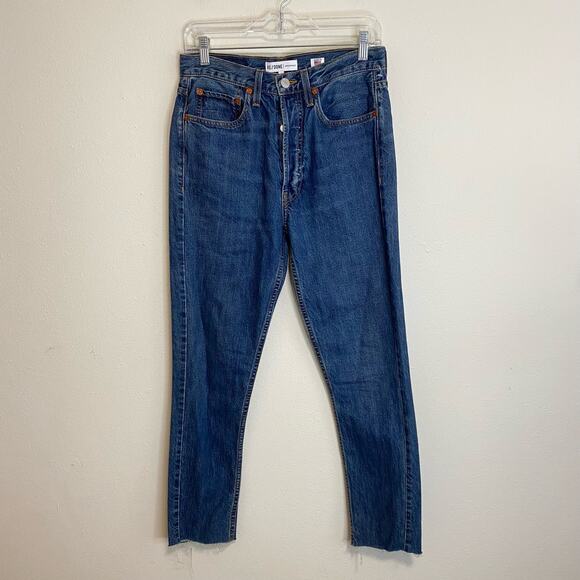 RE/DONE Women's Jeans Originals High Rise Rigid Crop Slim Recycled Reworked 28 - Picture 1 of 11